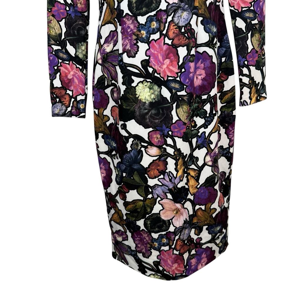 Cynthia Rowley Dress Womens 8 Multicolor Dark Florals Romantic Feminine Pencil - Picture 5 of 13